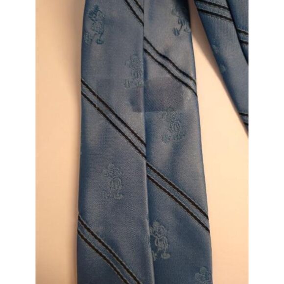 DISNEY Mickey Mouse  Blue with Dark Blue Striped Print Necktie Woven Tie - Picture 3 of 5